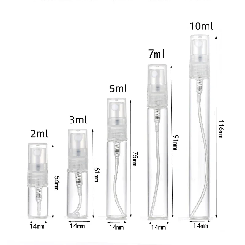 30Pcs 2/3/5/7/10ML Glass Perfume Vials Portable Travel Mini Spray Bottles Perfume Cosmetics Atomizer Refillable Sample Container