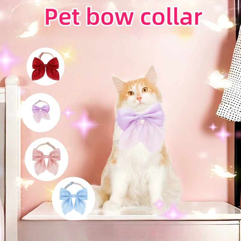 Pet Bow Cat Collar Adjustable Reflective Dog Collar Pet Supplies