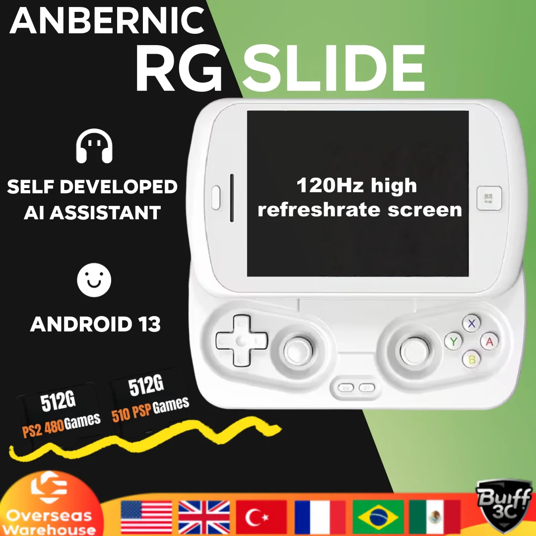 

Портативная игровая консоль ANBERNIC RG Slide, игровая консоль, 4,7-дюймовый выходной процессор Unisoc, 120 Гц, сенсорный экран, ОС Android, PSP PS2