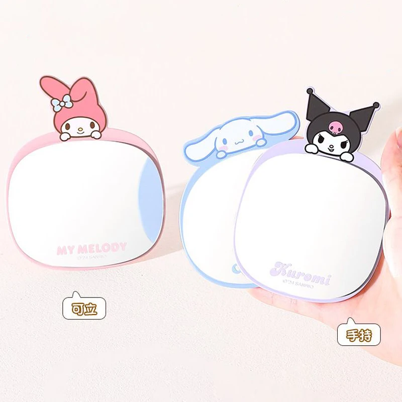 Sanrioed Kuromi My Melody Cinnamoroll Small Mirror Foldable Table Mirror Dormitory Vanity Mirror Portable Pocket Vanity Mirror