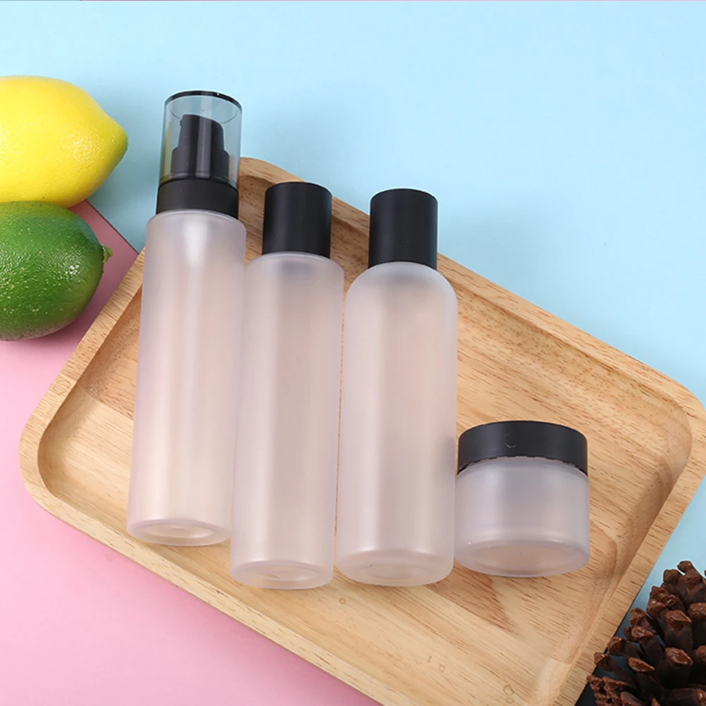 

4pcs Bottle Kit Glass Cream Containers Travel Size Leakproof For Makeup Creams Portable Empty Bottles Skincare Tools