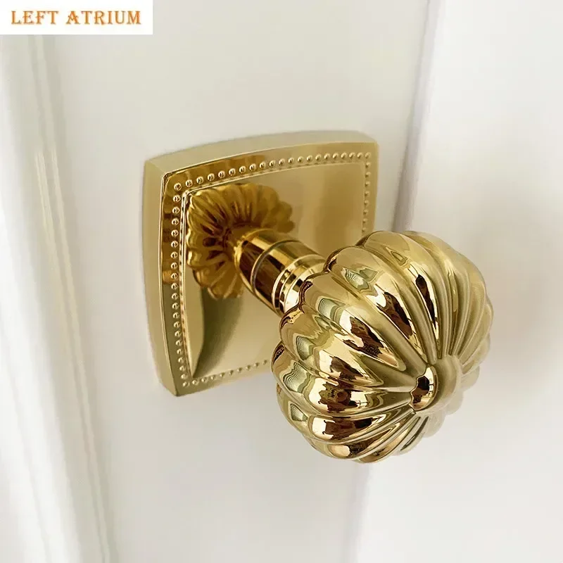 

Pumpkin Handle Metal Door Lock Bathroom Silent Lock Anti Theft Security Single Sided Double-sided Locks Hardware Accessories
