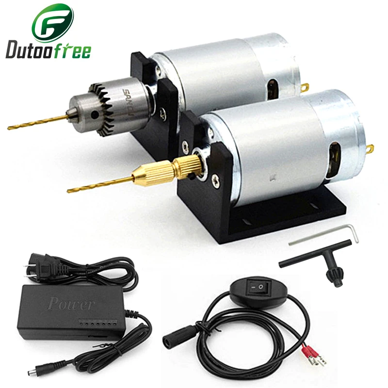 Lathe Press 555 Motor With Miniature Hand Drill Chuck And Mounting Bracket Dc Motor DC 12-24V JTO 0.3-4mm