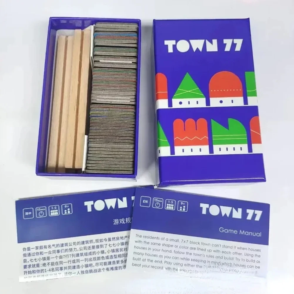 Ottieni il tuo gioco su: Town 77 bilingue gioco da tavolo con carte da collezione di giochi e Multiplayer Poker Family Party Game