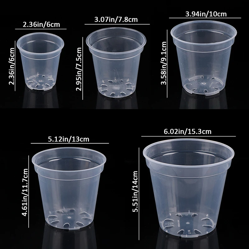 Round Planter Pot Orchid Nursery Container Planter Container Transparent Orchid Container Round Multiple size drain holes Pots