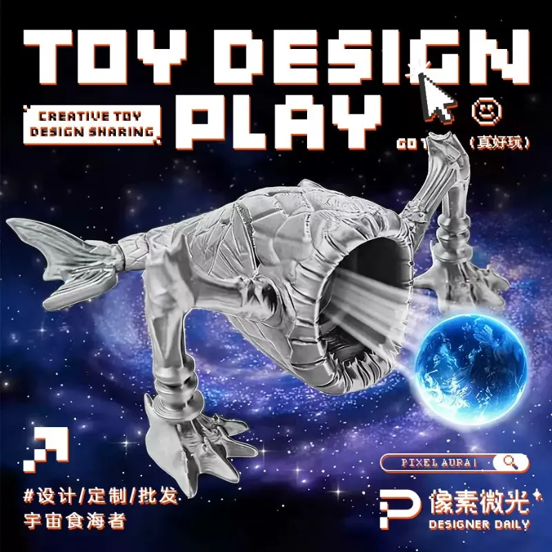 Sci-Fi Space Monster 3D Printed Articulated Creature Giant Mouth Planet Eater Figure Kids Toy Desktop Decor Gift