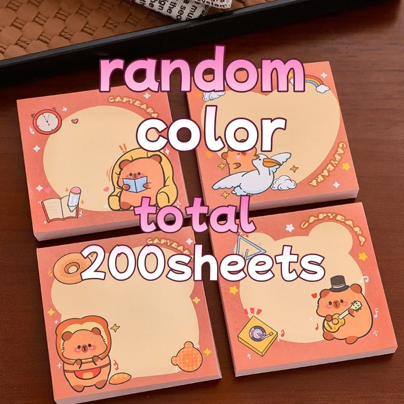 50/200 vellen Sticky Notes Leuke Capybara Notes Student Briefpapier Memo Pad