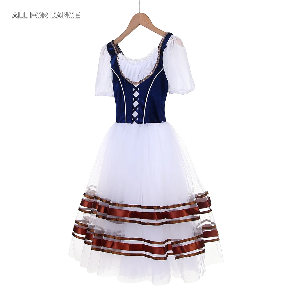 オールフォーダンス 25057 半袖 ダークブルー ベルベット ロマンティック バレエ チュチュ ガールズ＆ウィメンズ ステージパフォーマンス ダンスチュチュ 4色