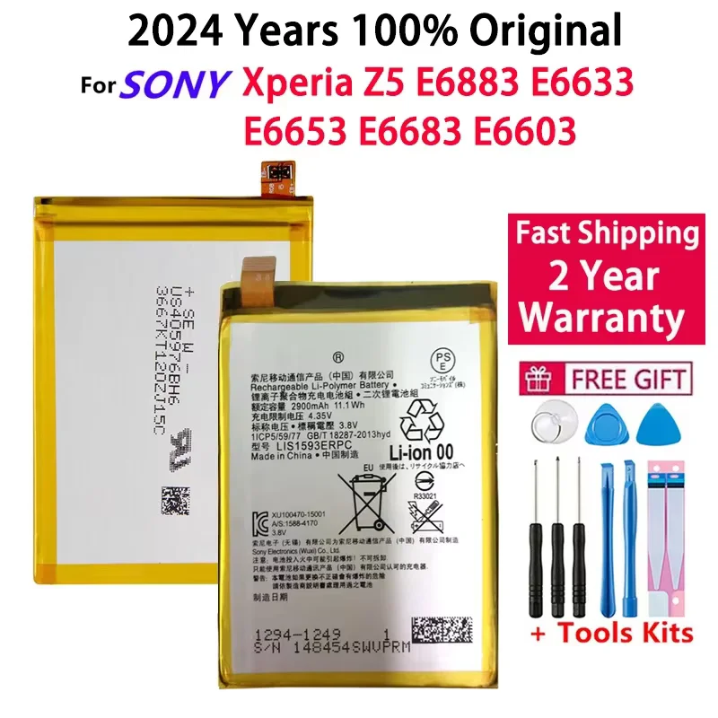 High Quality Battery For Sony Xperia, LIS1593ERPC,2900mAh, Free Tools, 100% Genuine,Xperia Z5,E6883,E6633,E6653,E6683, E6603