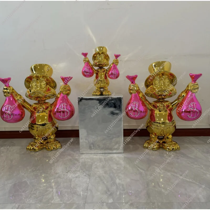 Internet Celebrity Money Bag Duck Cartoon Sculpture Large Home Decor Soft Decoration Store Restaurant Bar Ornament