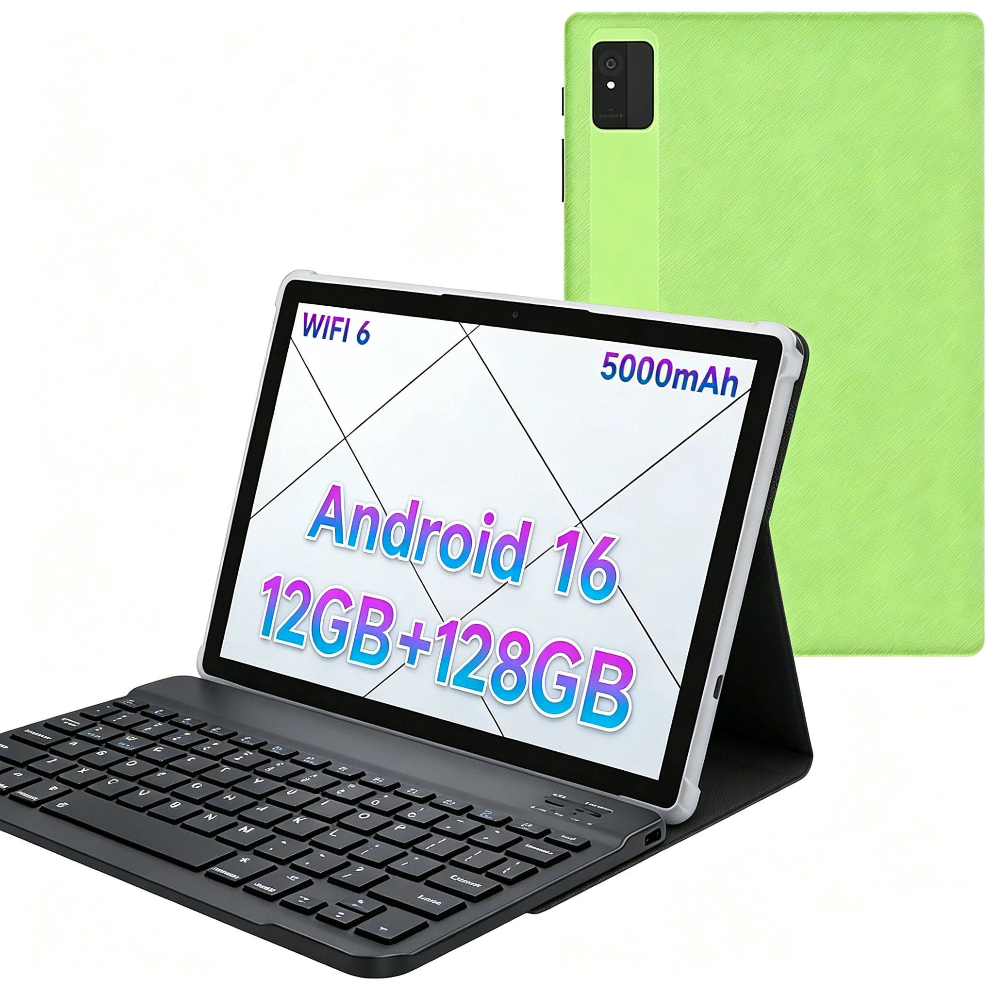 ANRY 10.1 Inch Android 16 Tablet PC 12GB(4+8 Expand)+128GB ROM 5000mAh Battery Bluetooth 5.0 WiFi 6 Dual Speakers GMS Certified