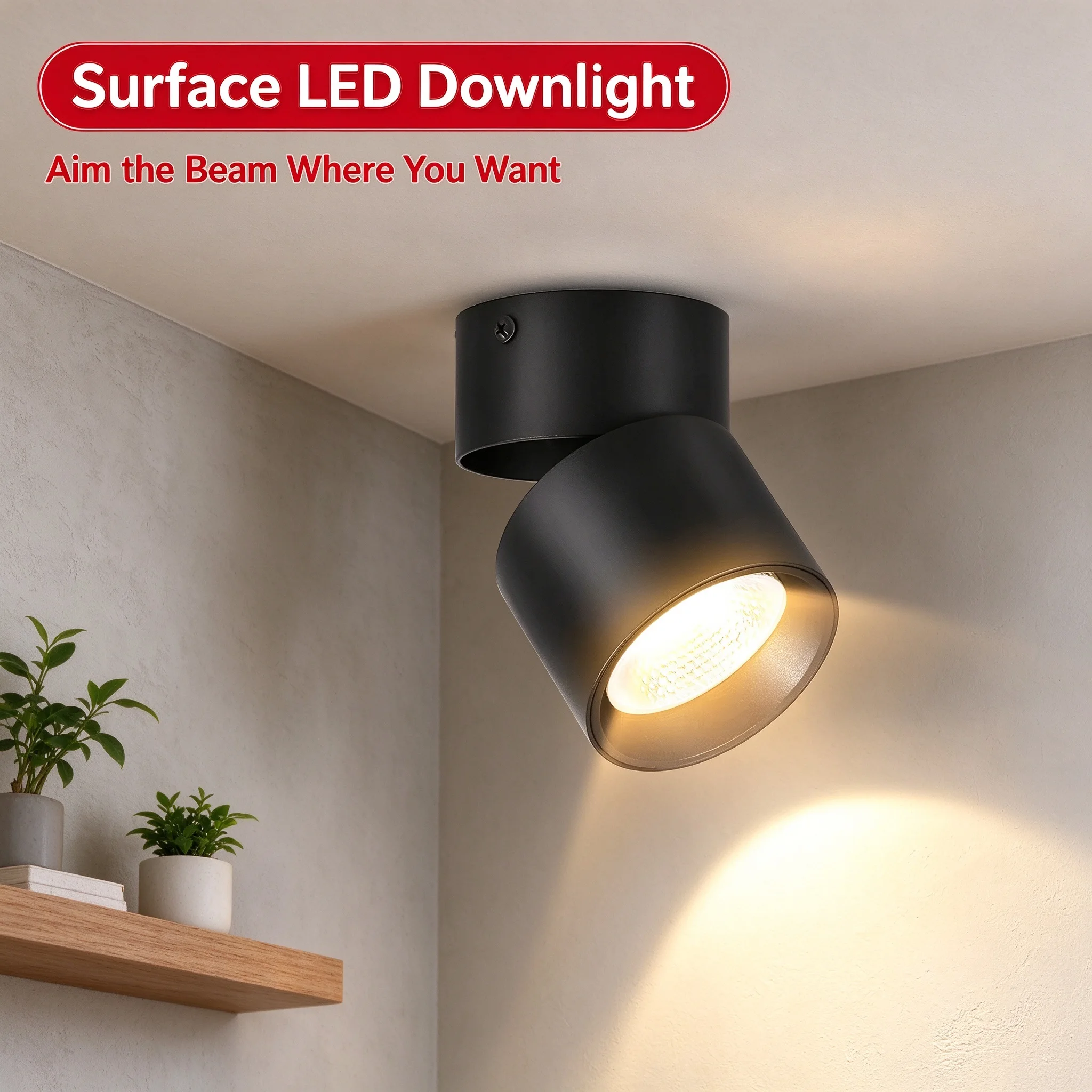 Led Downlight Foldable Tri Color Spot Light 10W 15W Surface Mounted Down Ceiling Lamp For Indoor Lighting Living Room Bedroom