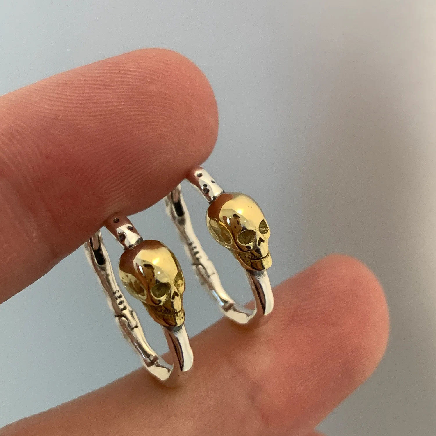 VENFTILLE Silver Gold Color Skull Hoop Earrings for Women Girl Punk Hiphop Jewelry Dropship Wholesale