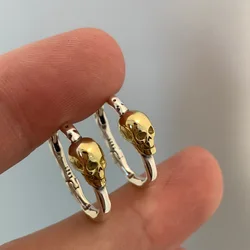 VENFTILLE Silver Gold Color Skull Hoop Earrings for Women Girl Punk Hiphop Jewelry Dropship Wholesale