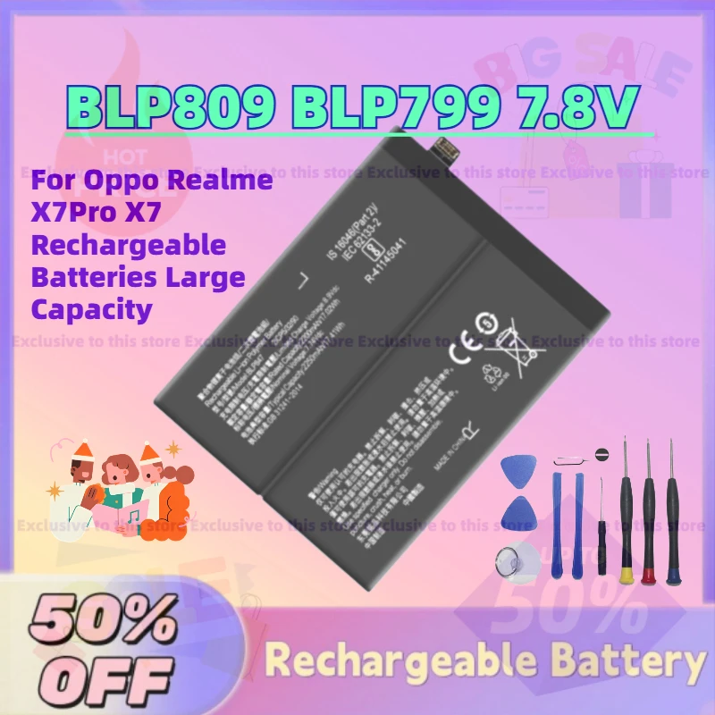 In Stock BLP809 4300mAh BLP799 4500mAh 7.8V Mobile Phone Battery For Oppo Realme X7Pro X7 Rechargeable Batteries Large Capacity