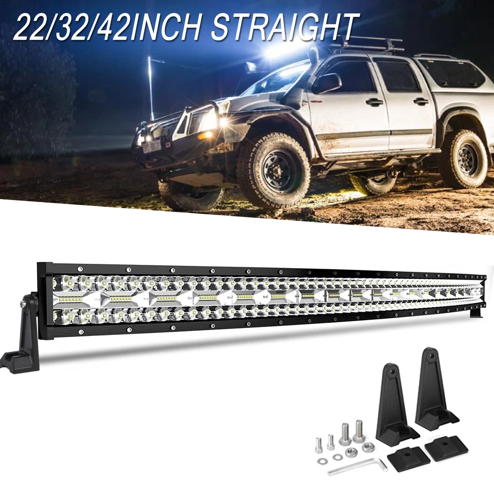 Image of 2026 Neueste LED-Lichtleiste 22-42 Zoll Flutlicht-Spot-Kombi Dreireihige Fahrleuchte Dach-Stoßstangen-Offroad-LED-Arbeitsscheinwerfer für Auto, Traktor, Boot, Offroad 4x4