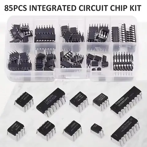 85PCS Integrated Circuit Chip Kit 10 Specifications IC-NE555 IC-LM324 IC-LM358 DIP Single Precision Timer Combination kit