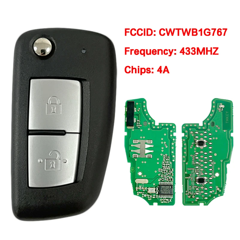 

CN027031 Aftermarket 2-кнопочный смарт-брелок без ключа FCC CWTWB1G767 PCF7961M чип 433,92 МГц для N-issan Qashqai 2013