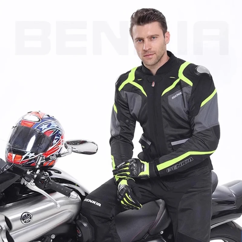 BENKIA Motorcycle Jacket All Season Riding Suit Waterproof Windproof Motorbike Gear for Racing Touring