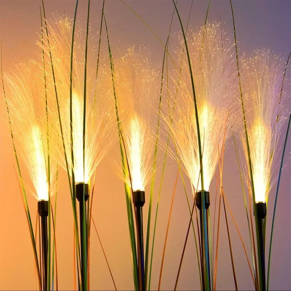 LED Solar Garden Reed Lamp Simulation Optical Fiber Yard Christmas Decoration Bulrush Flower Luminous