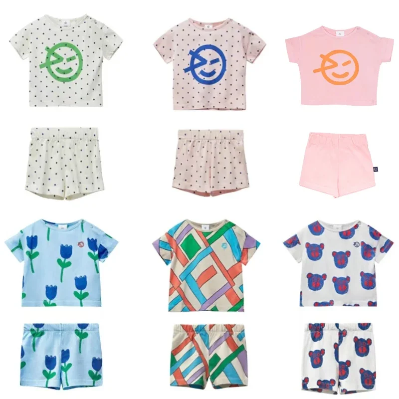 

New WYN 2025 Summer Toddle Baby Boys Girls Clothes Sets Kids T-shirt And Shorts Suits Cute Print Children Outwear Clothing Sets