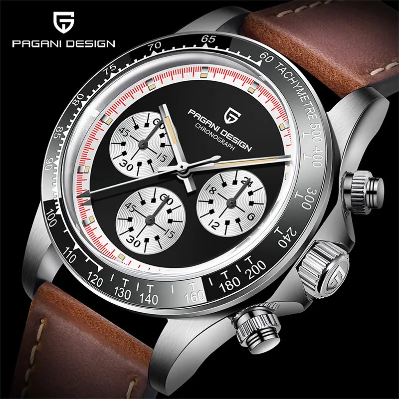 PAGANI DESIGN 40MM Classic Watch for Men Luxury Sapphire Glass Multi-function Waterproof Chronograph VK63 Quartz Men Wristwatch