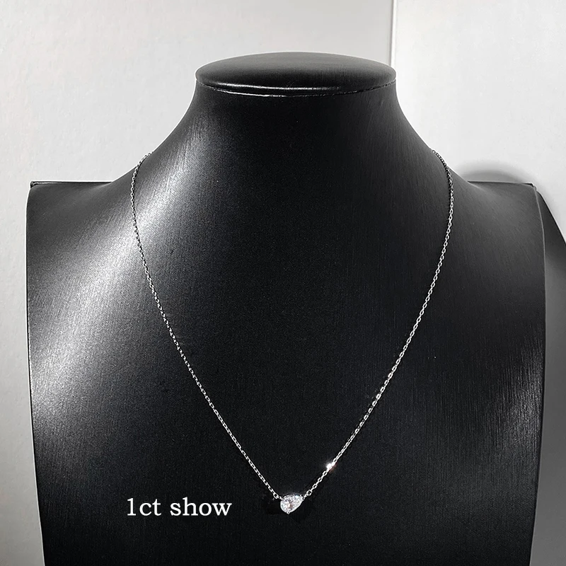 Smyoue 18k مطلي 1CT 2CT 3CT الكمثرى قطع مويسانيتي قلادة للنساء الكلاسيكية مختبر قلادة الماس GRA فضة 925 سلسلة