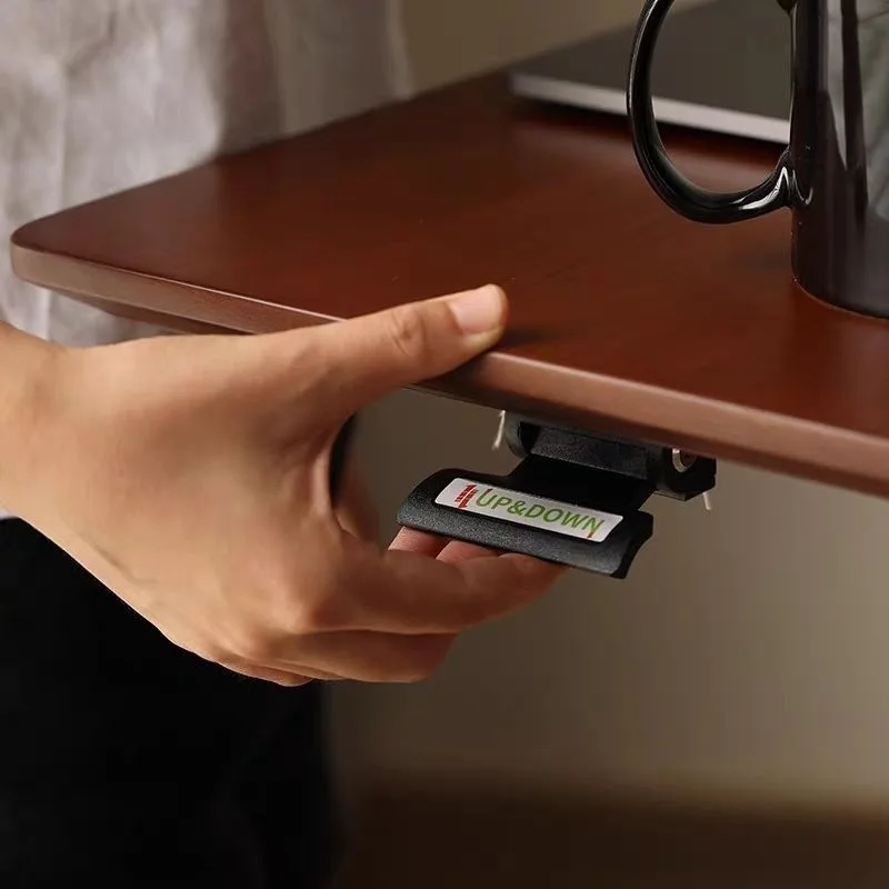 

Solid wood lifting computer desk bedroom home writing small notebook mobile bedside