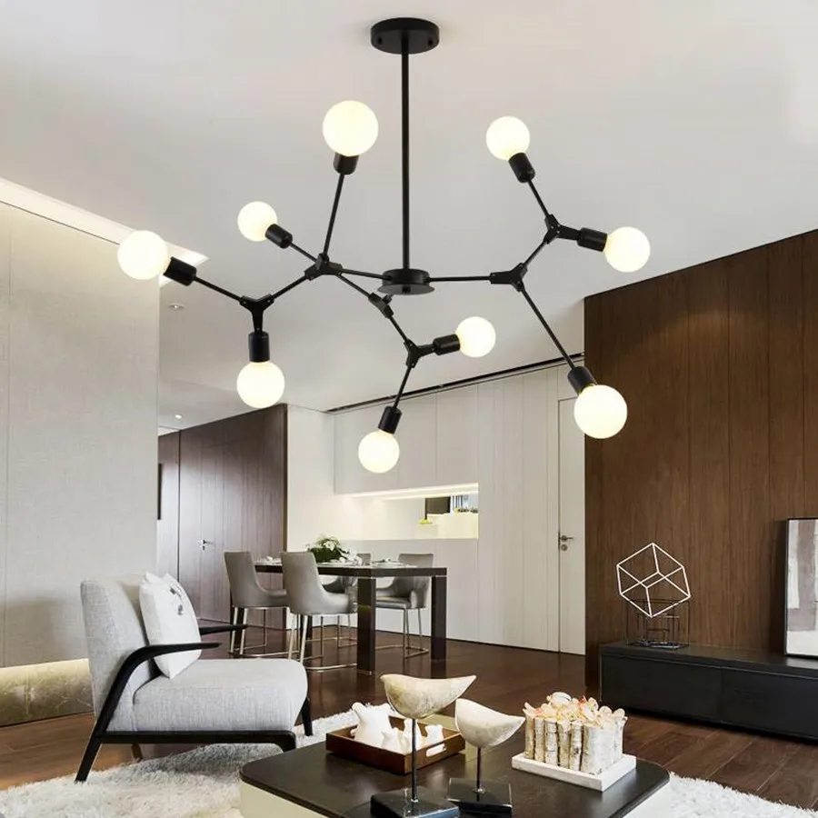 Plafonnier LED rotatif au design moderne, luminaire décoratif d'intérieur, composé de 3 ou 6/9 têtes, idéal pour un salon, une salle à manger, une chambre à coucher ou une cuisine, E27