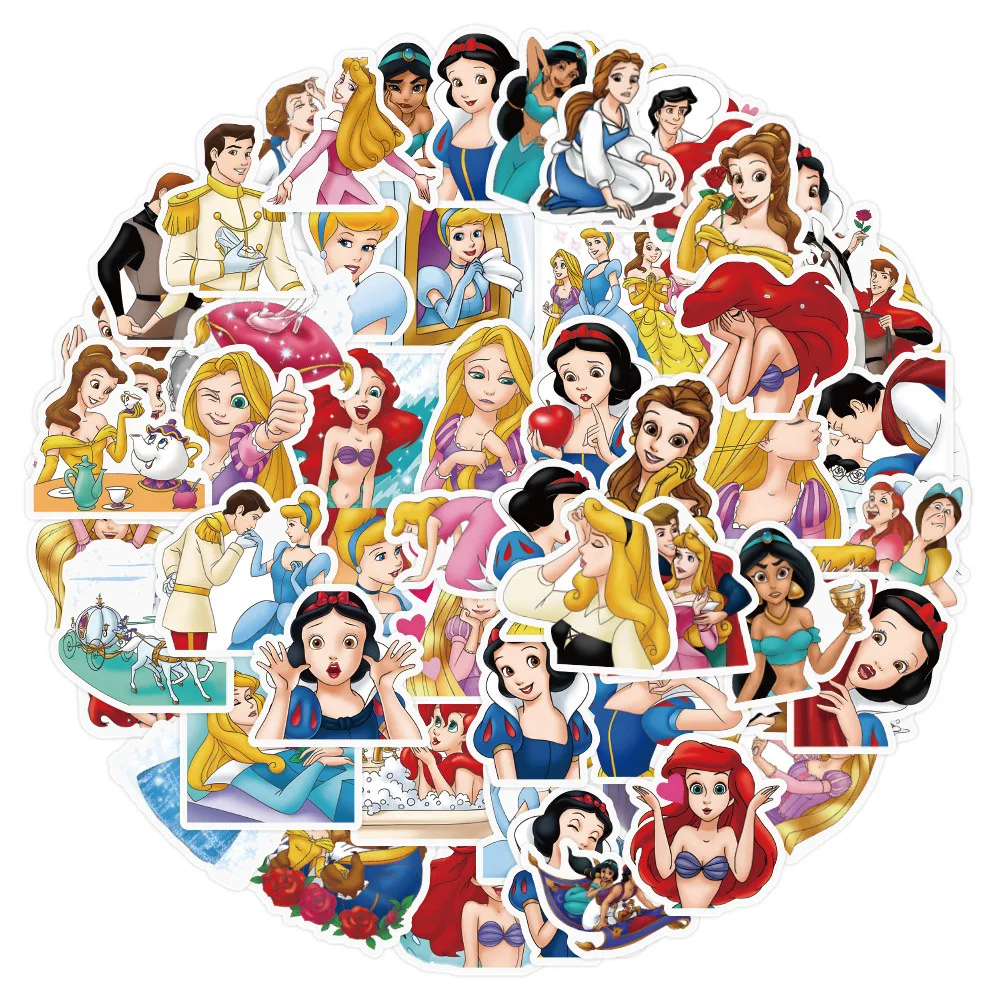 

10/30/60pcs Disney Kawaii Princess Stickers Cartoon Aurora Ariel Decal Diary Laptop Luggage Bike Belle Sticker for Kids Girls