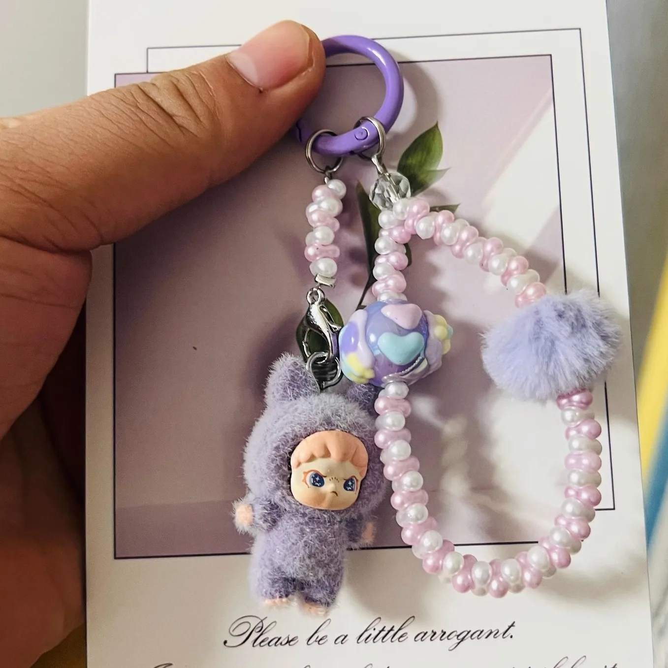 

Cartoon doll keychain for mobile phone pendant chain for girlfriend or best friend gift made of alloy, cute beads
