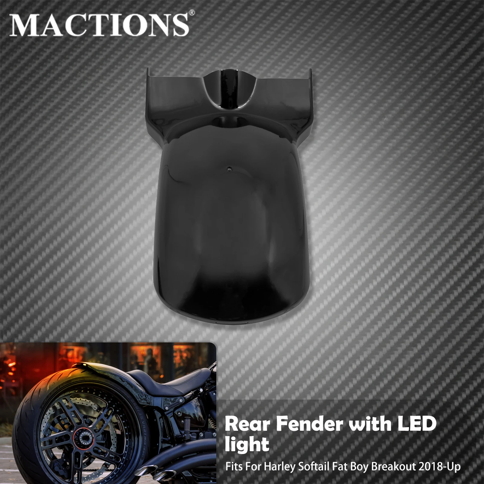 Motorcycle Rear Fender With LED Light Mudguard Cover Brake Turn Signal Indicator For Harley Softail Fat Boy Breakout FXDR 18-Up