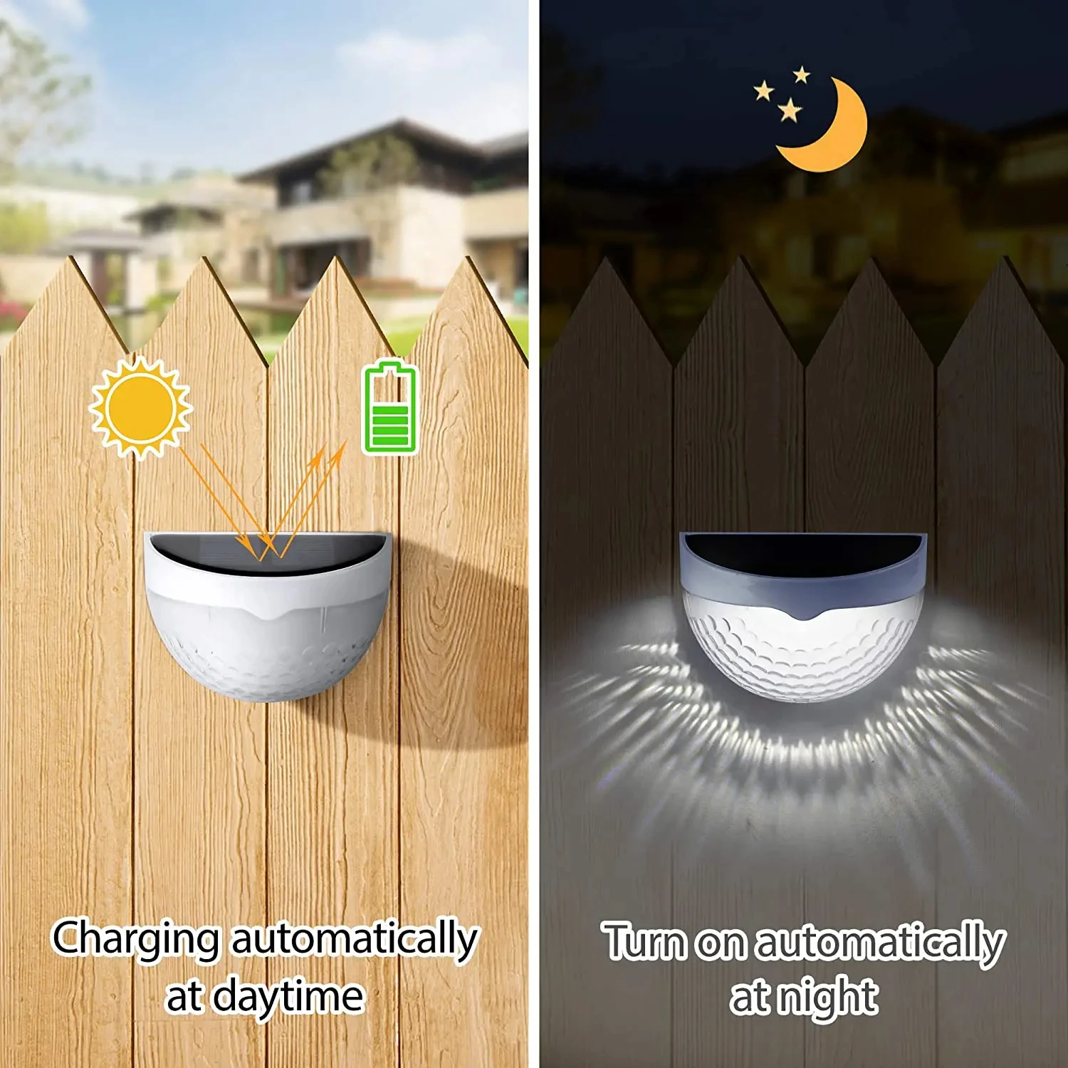 Waterproof Solar Outdoor Corrugated Fence Lights - Set of 2, Stylish and Functional Lighting for Terrace Garden Path Decoration