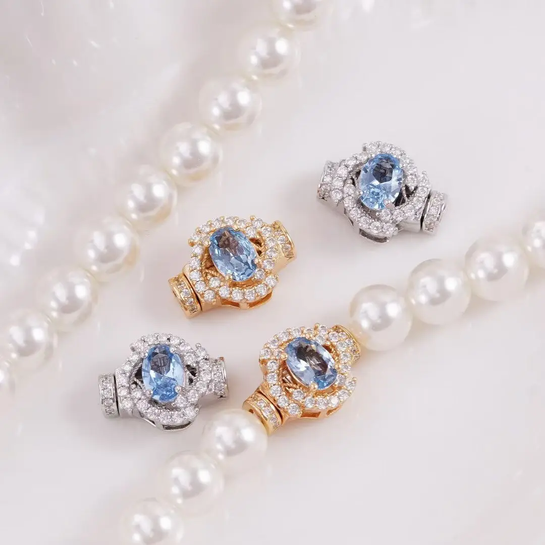 

S925 Sterling Silver Necklace Pendant Clasps and Hooks Jewelry Accessory Parts Settings for 7-10mm Pearls Beads