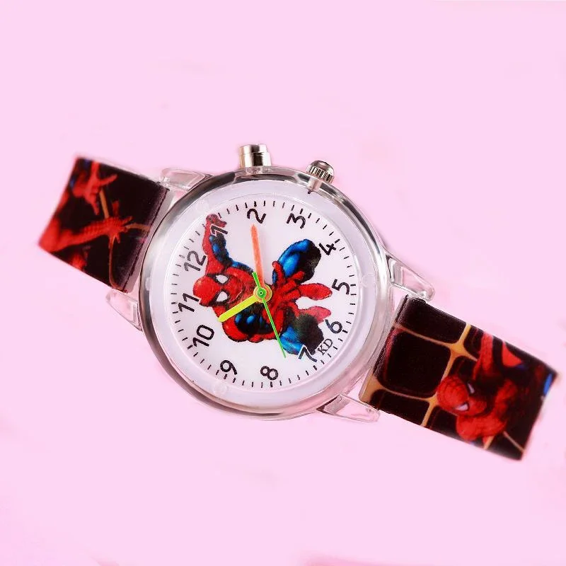 Disney Princess Elsa Kids Watches Girls Silicone Strap Cartoon  Spiderman Children Wrist Watch Clock