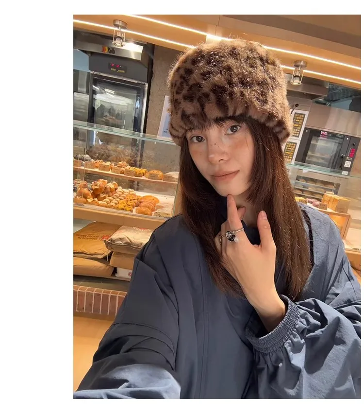 Koreanische Schneeflocke Farbe Punkt Barack Retro Faux Nerz Plüsch Haarband Mode Herbst Winter Verdickt Warme Stirn Haube Stirnband – Detail 3