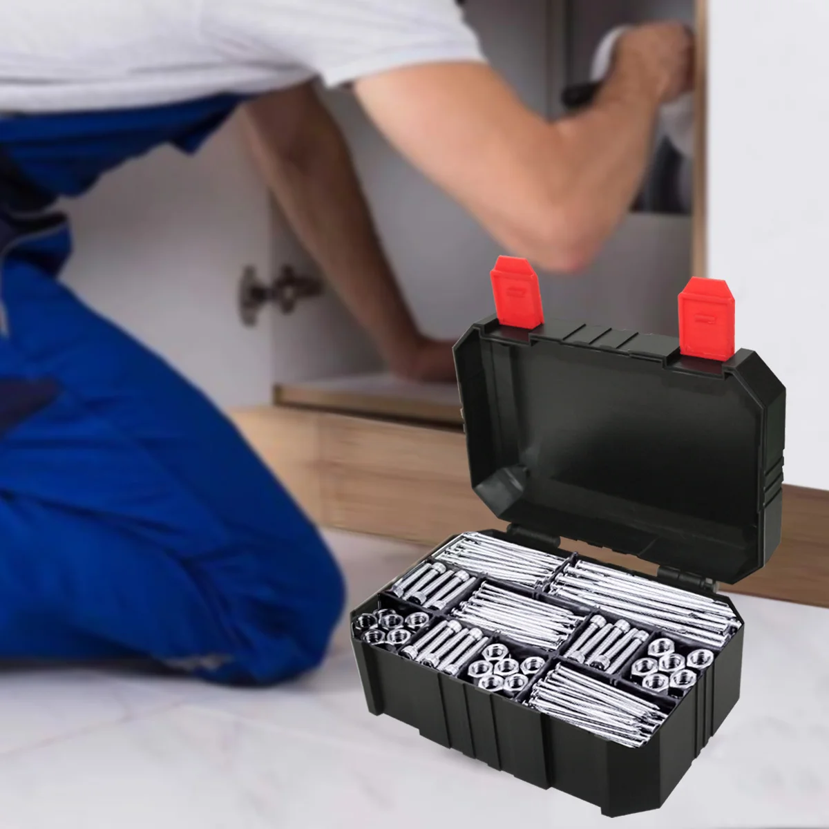 Scatola per imballaggio in plastica Custodia per piccoli accessori hardware Custodia per attrezzi in plastica con puntamento Custodia per trapano (Senza cotone)