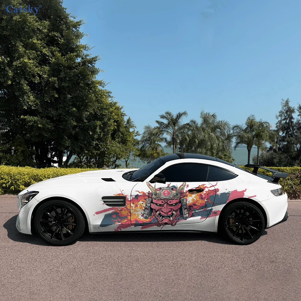 Horror Mask Colorful Splash Car Vinyl Wraps Decal Self-adhesive PVC Sticker Suitable for Trucks SUV Decor Auto Accessories Gift