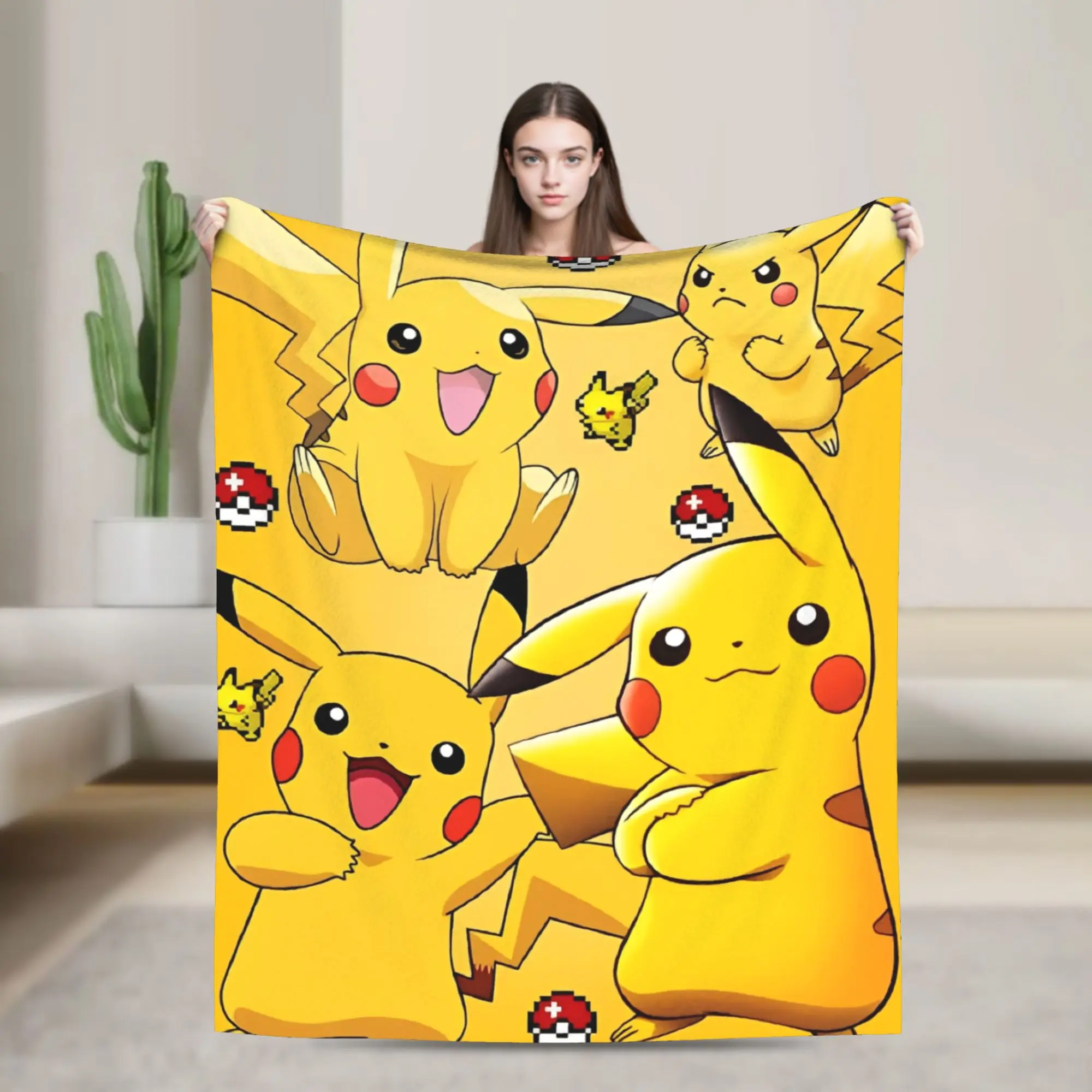 

Одеяла с героями мультфильмов «Покемон Пикачу», флисовое супермягкое одеяло для спальни, дивана, спальни, одеяло