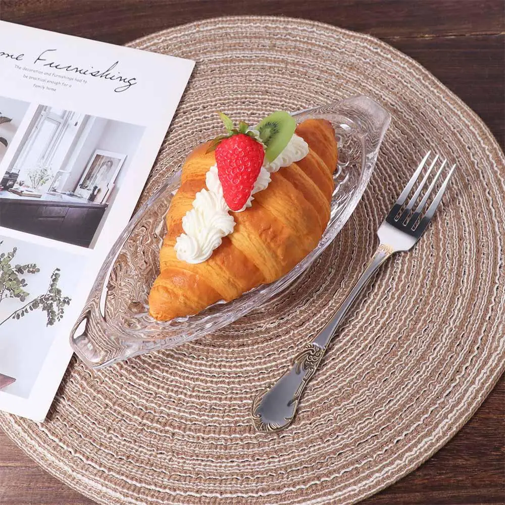 

2pcs Creative Acrylic Boat Shaped Ice Cream Bowl Transparent Large Size Dessert Plate Salad Serving Bowl Hotels