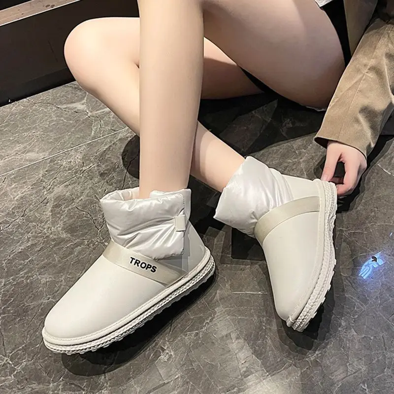 Female Shoes Ankle Booties Silver Ladies Snow Boots Waterproof Round Toe Elegant With Low Heels On Offer Stylish Anti Skid