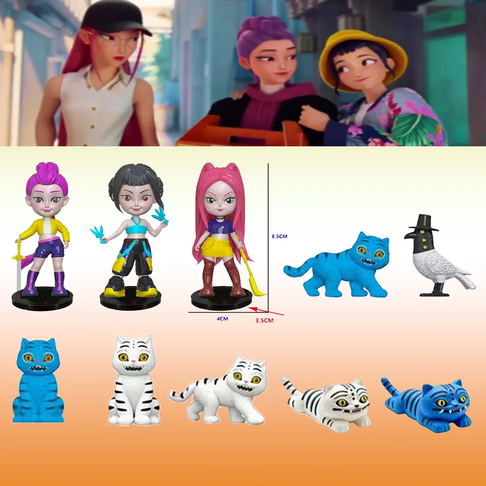 10pcs/Set Kpop Demon Hunters Action Figures Set Derpy Tiger Rumi Mira Zoey Sussy Dolls Collectible Figurines for Fans Gift
