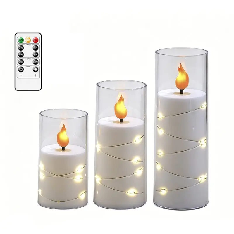 TKOH-Flameless LED Electron Candles String Lights Timer For Valentine's Day Romantic Dinner Wedding Engagement Anniversar