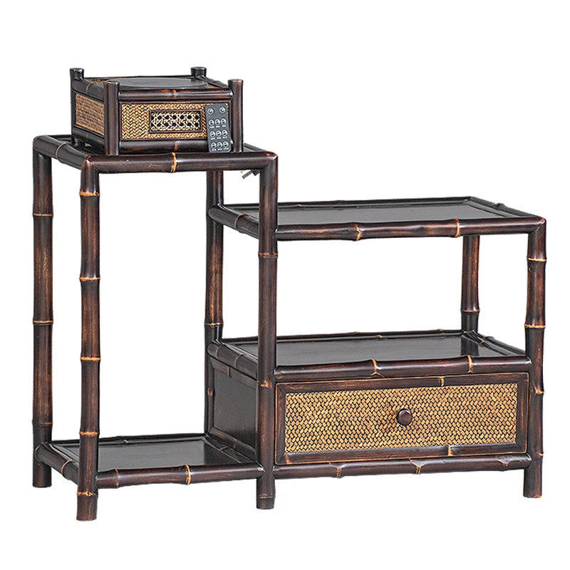 

Suo's tea table side cabinet side cabinet new Chinese grid rack living room household Longzhu high-end tea side shelf display