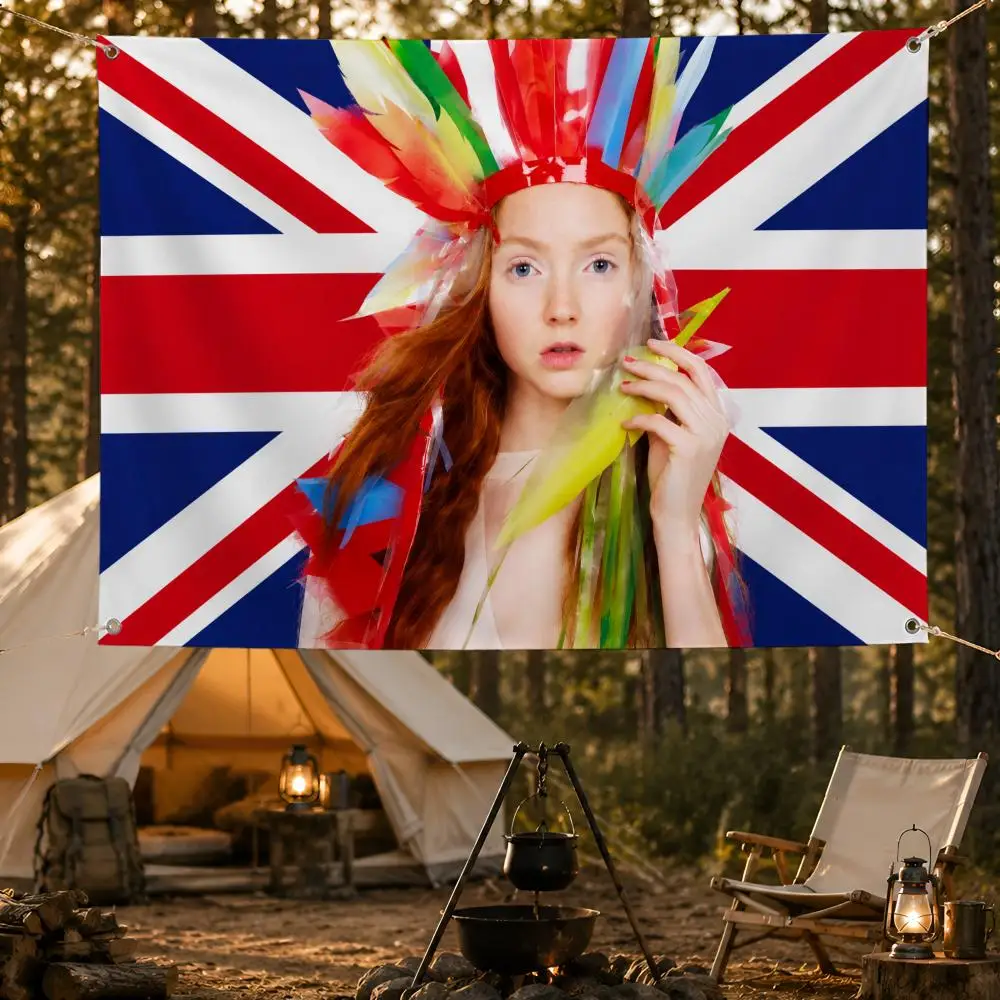 Model Lily Cole British Fashion Flags Fan support, home, dormitory, wall decoration, outdoor camping, party banners, gifts