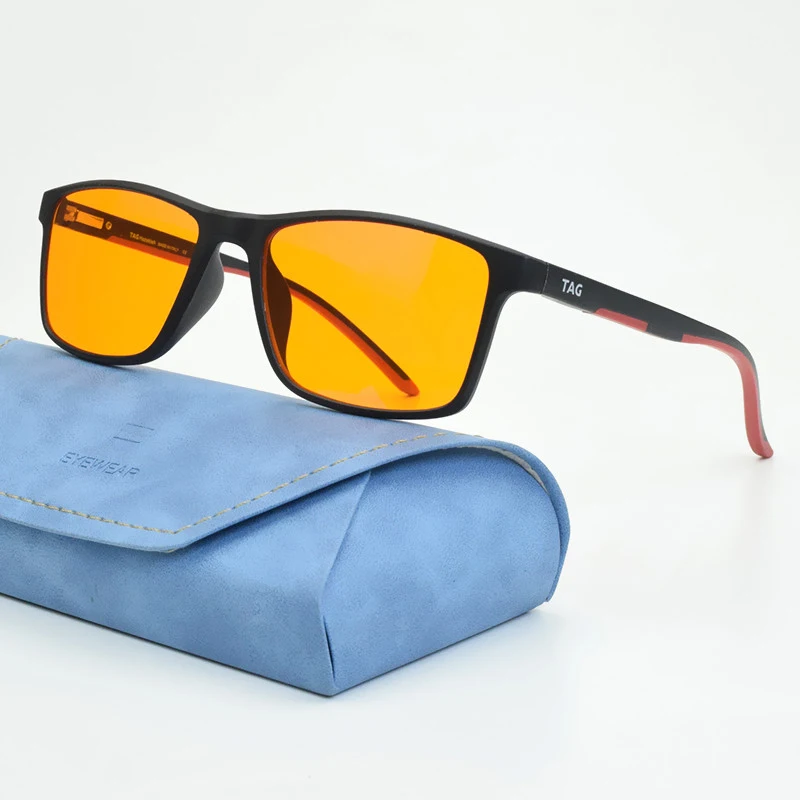 TAG Hezekia Glasses TR90 Mobile Phone Computer Block Blue Light for Men Orange computer lens Yellow Drive Blue Light Glasses 502