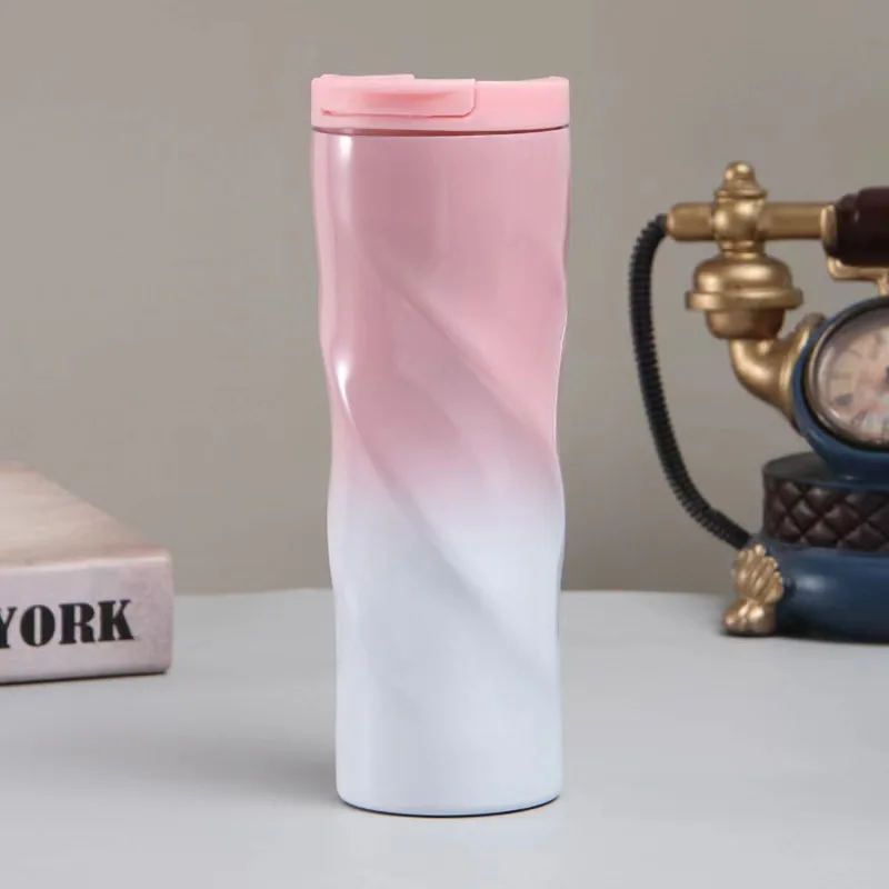 304ステンレス鋼の絶縁ネジ付きカップ,屋外,ポータブル,車,直接飲む,コーヒーカップ,クロスボーダー,グラデーション,卸売