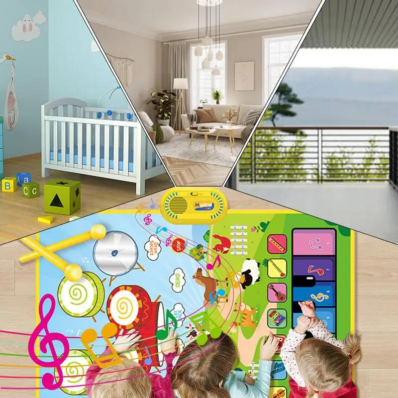 การศึกษาของเล่นเพลงสําหรับเด็กวัยหัดเดิน Boys Touch Sensor Musical Play Mat ของเล่นสร้างสรรค์เครื่องดนตรีตลกสําหรับชายหญิงเด็ก