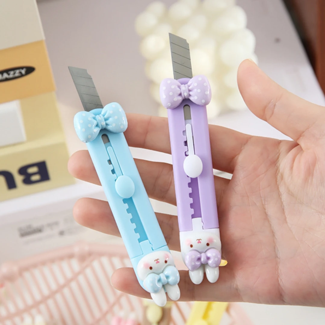 

Миниатюрный складной нож-резак для коробок и упаковки, портативный, с дизайном милого кролика, для резки бумаги и картона