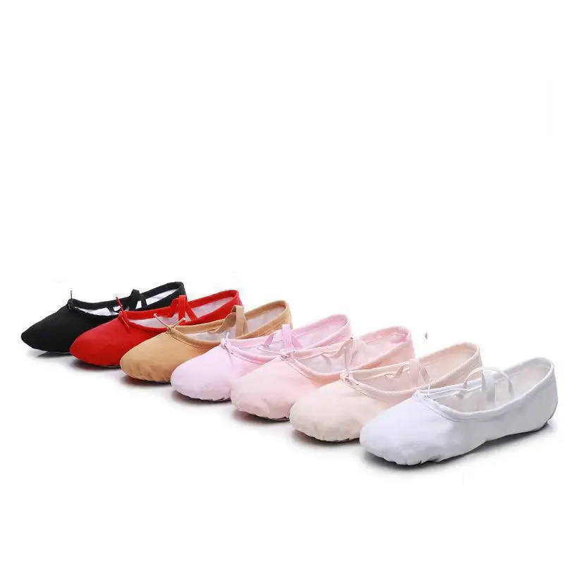 Zapatos de bailarina de práctica para niños y adultos, zapatillas de Ballet de lona de suela suave, zapatos de baile para mujer, zapatos de Yoga